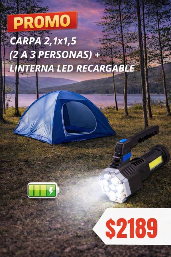 Carpa 2.1x1.5 + + linterna recargable led